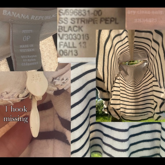 X SOLD X  J. Crew | Black Striped Peplum Top | Size 0P (XXS/XS) | Very Petite - Picture 6 of 17